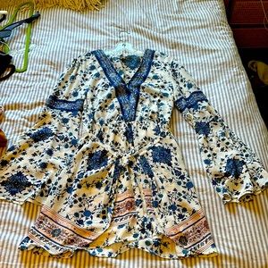 smell the roses blue flower dress